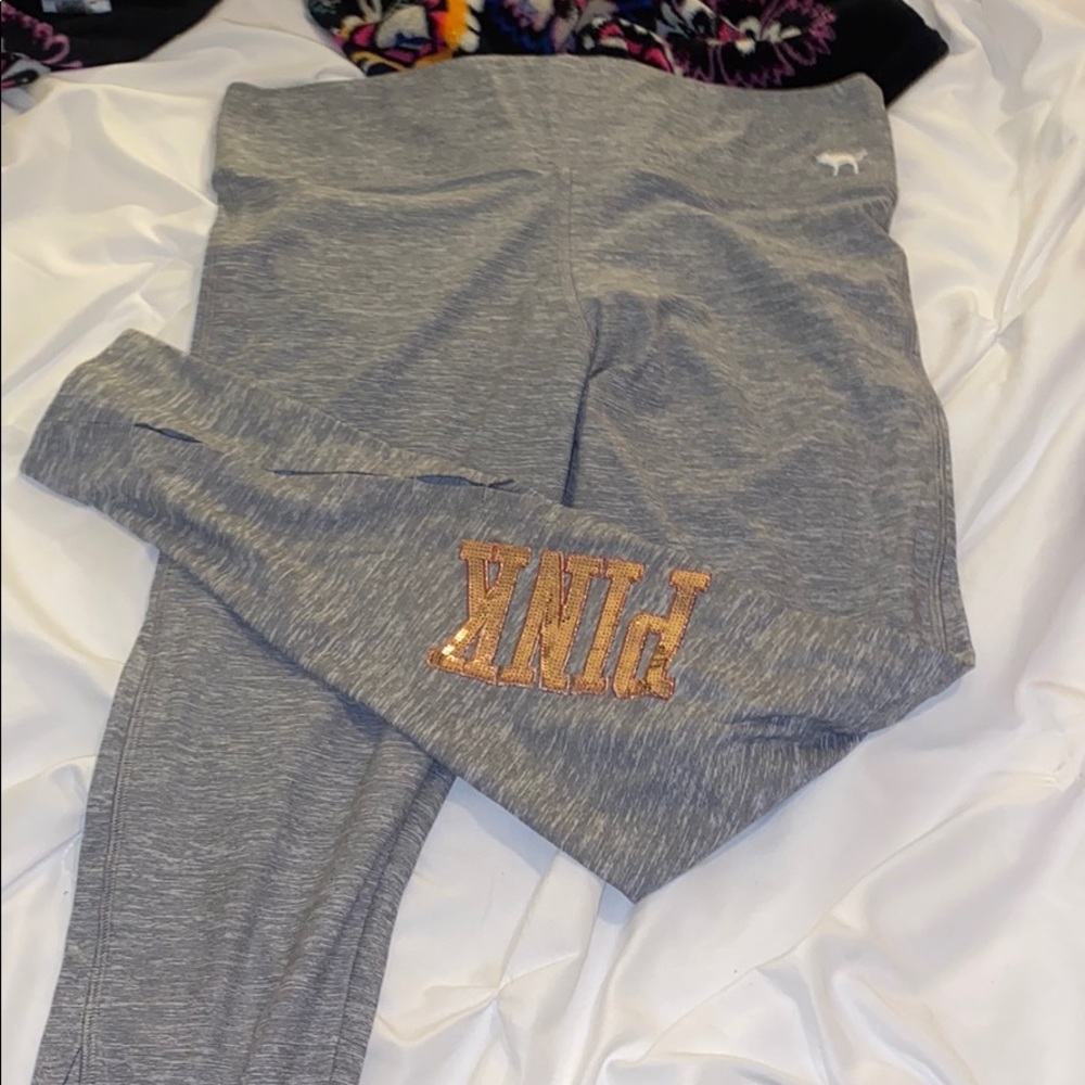 gray/ rose gold sequence PINK leggings